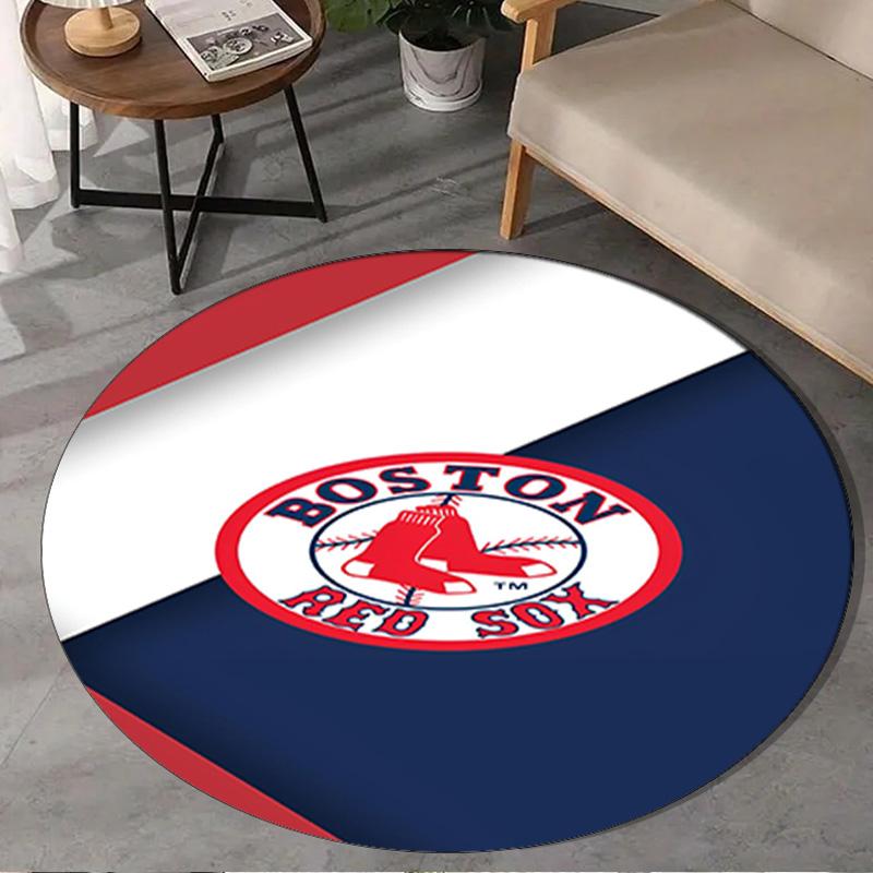 1PC Boston Sox hockey Round Rug, Non-slip Chair Mat, Home Decor, Circle Carpet Perfect for Office, Bedroom, Living Room,Christmas gift