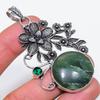 Natural Nephrite, Diopside 925 Sterling Silver Jewelry Pendant 2.88" B7L34