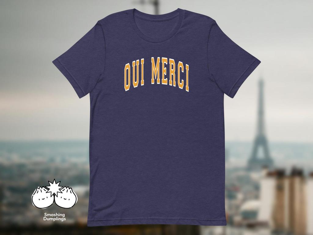 Oui Merci T-Shirt and kids tshirt | French Culture | Varsity College Style