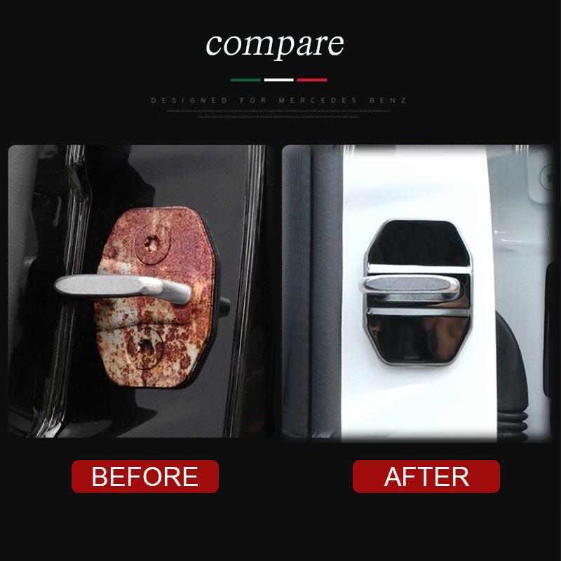 4 шт., крышка дверного замка из нержавеющей стали, защита дверного замка, декоративная антикоррозийная крышка для Mercedes Benz mini BMW Jeep Dodge