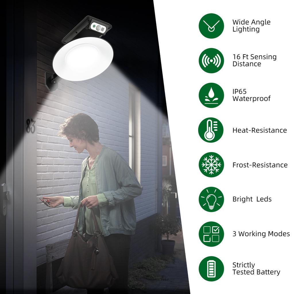 Circular Solar Wall Lamp Outdoor Human Body Sensing LED Courtyard Lamp Garage Lighting Street Lamp