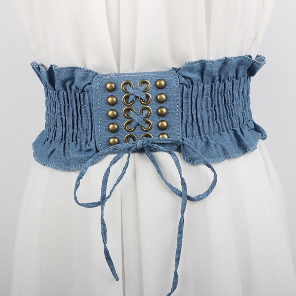 High Waist Female Waistband Cloth Wide Waist Belt Simple Denim Stretchy Cummerbunds Female