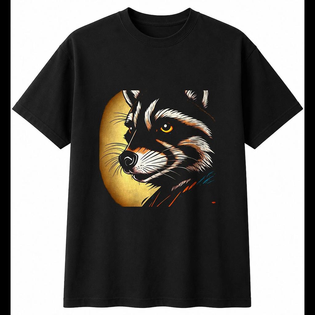 Tattoo Raccoon Torn Mens T-Shirt Wildlife Black 100% Cotton Wild Animal Printed