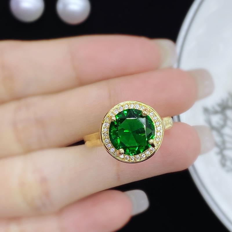 BELLA BOX Новое темпераментное круглое зеленое кольцо для женщин, циркониевое кольцо для помолвки, изысканное великолепное ювелирное изделие, подарок