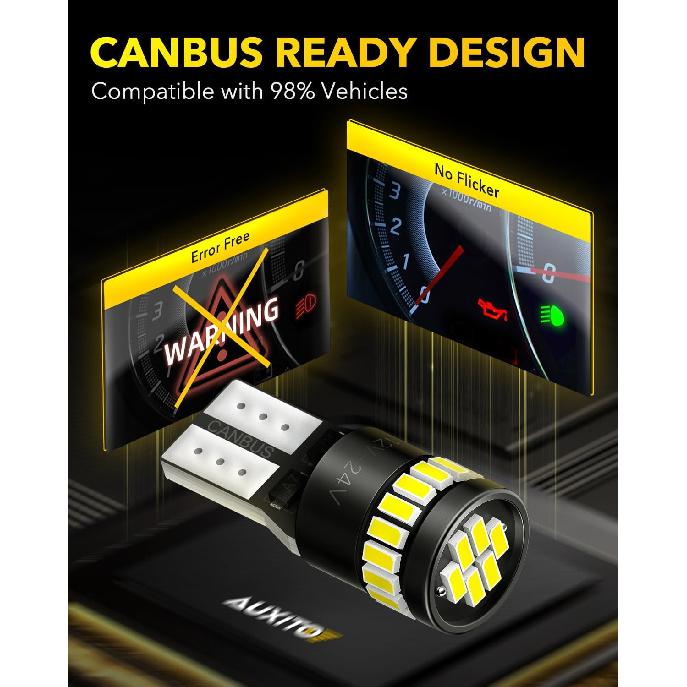 194 LED Bulb 6000K White Canbus Error Free, 168 175 2825 W5W T10 LED Replacement Light Kit for Car Interior Map Marker License Plate Parking Dome
