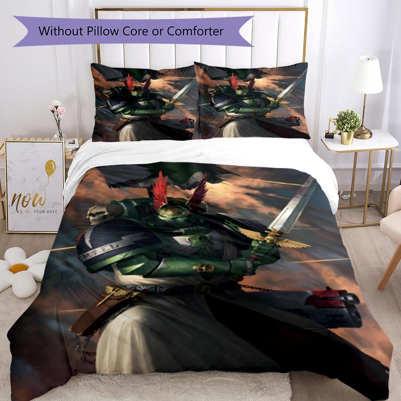 3pcs Warhammer 40K Bedding Set Duvet Cover Closure Includes 1 Duvet Cover & 2 Pillowcases, Soft and Comfortable for All Seasons.