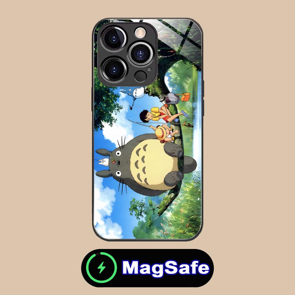 Аниме Милый S-Тоторо Чехол для Телефона для iPhone 16 15 14 13 12 11 Pro Max Plus Mini MagSafe Стекло Цветная Печать Красивый Смартфон