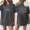 Custom Name Floral Mandala Shirt, Personalized Botanical Back Print Tee, Wildflower Mandala Tshirt, Mandala Comfort Colors Shirt