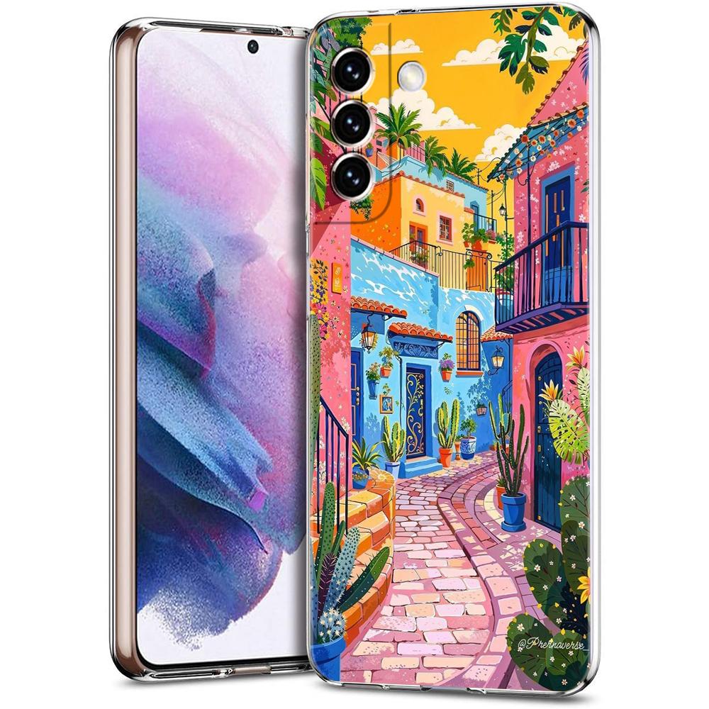 Прозрачный чехол-бампер для Samsung Galaxy S25 S24 S23 S22 S20 S21 FE Ultra S24 S23 S10 S10E Plus Абстрактный цветочный узор