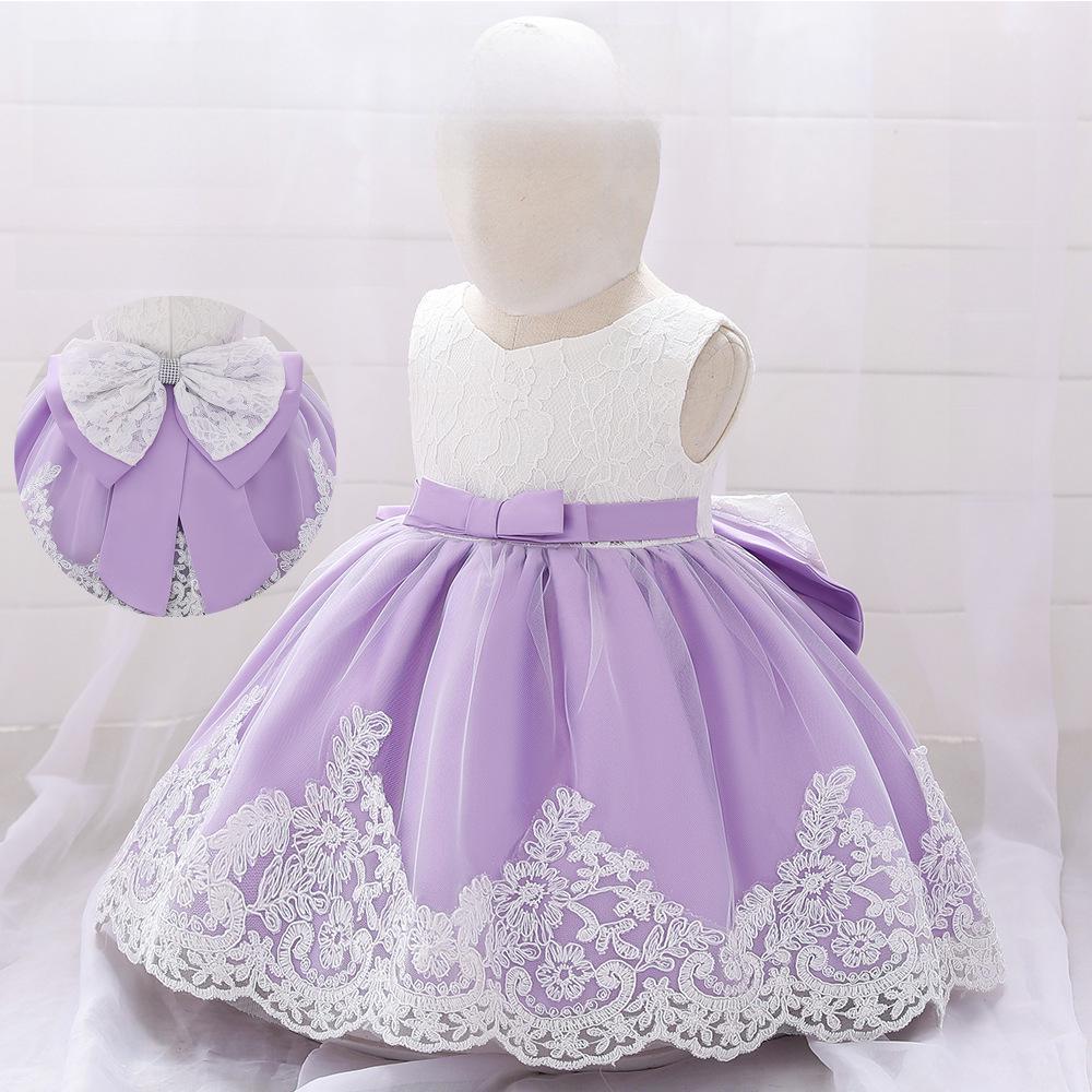 Платье для крещения Baby Princess с кружевом и бантом для девочек от 1 до 3 лет