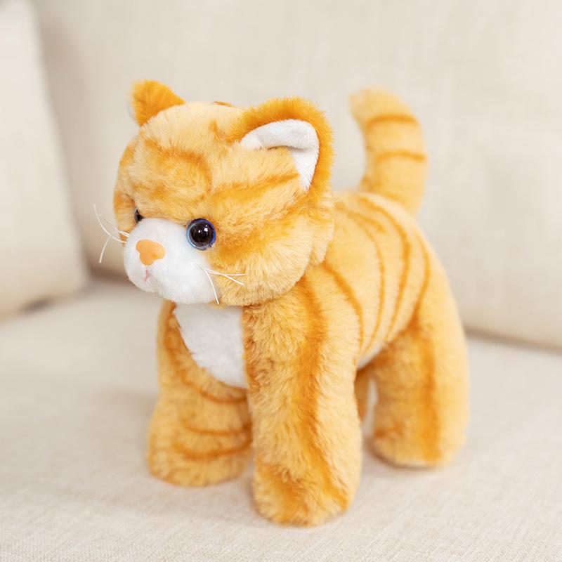 20cm Stuffed Cat Plush Toy Simulation American Shorthair Cute Cat Ginger Cat Pet Toys Lifelike Christmas Birthday Gifts Home Dec