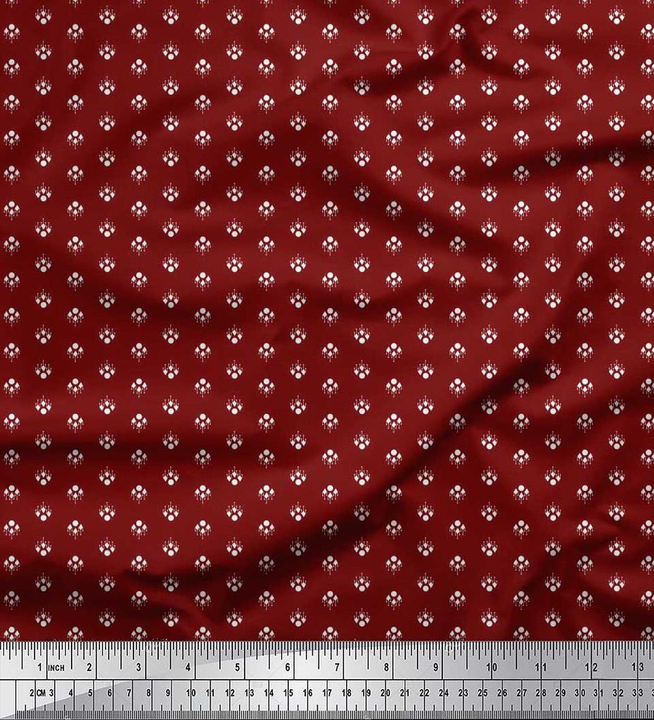 Soimoi Japan Crepe Satin Fabric Dot & Ikat Small Motif Shirting Print Fabric by the Metre 42 Inch