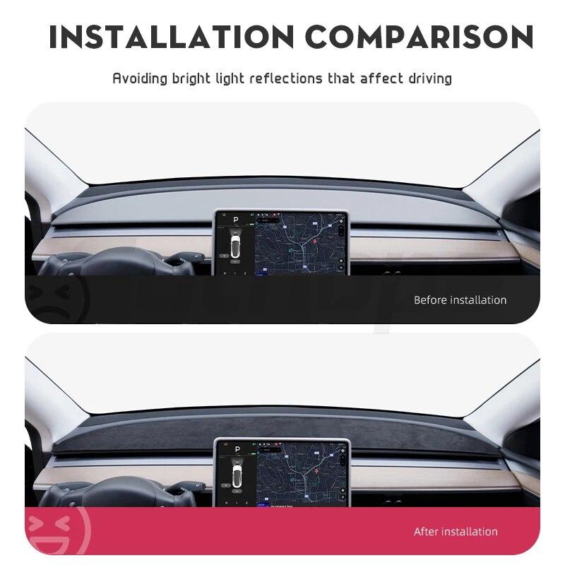 Futhope верхняя фланелевая накладка на приборную панель для Tesla Model 3/Y, солнцезащитный козырек, анти-УФ-защитный коврик для приборной панели, солнцезащитный нескользящий автомобильный коврик