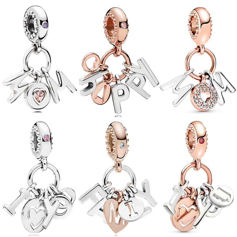 Оригинальные бусины в форме сердца с надписью «Я люблю тебя» из стерлингового серебра S925, подвески, модный браслет, сделай сам, ювелирные изделия