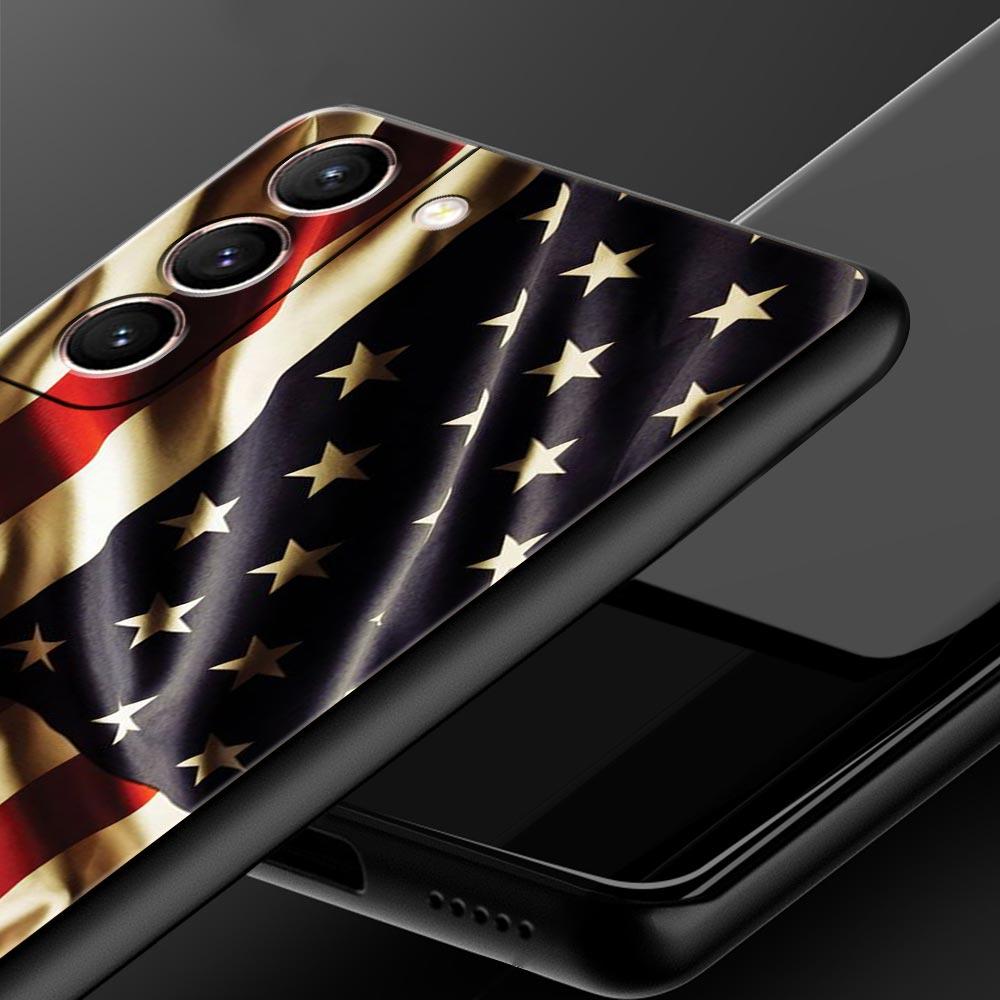 Американский флаг США Чехол для телефона для Samsung Galaxy S26 Ultra S25 Plus S24 FE S23 S22 5G S21 S20 Черный Мягкий