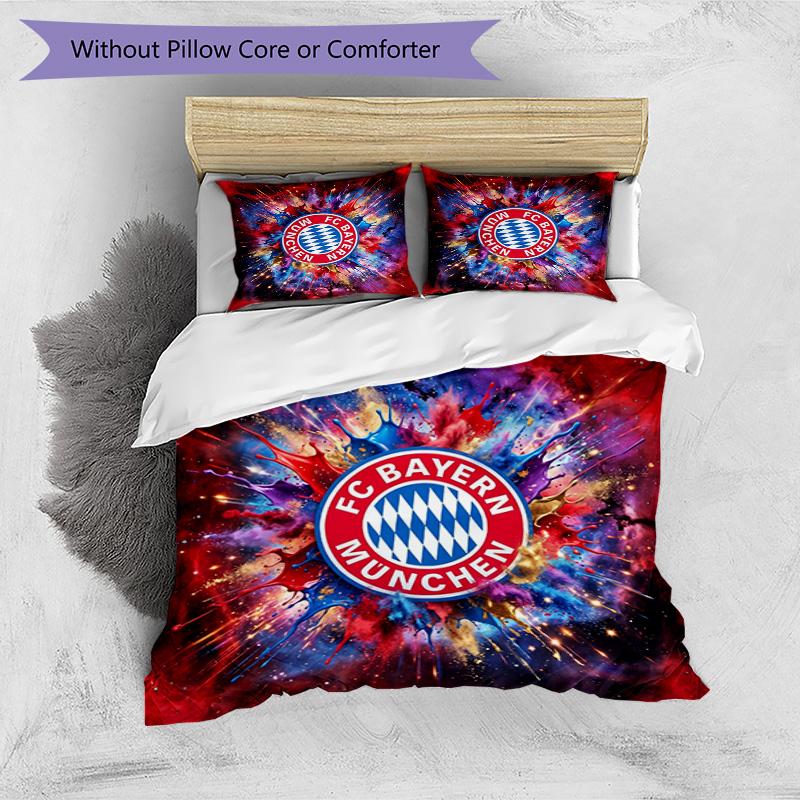 Bayern Munich Pattern Printed 3PCS Bedding Set Soft Skin-Friendly Washable Duvet Cover & Pillowcases Set All Season Bedroom