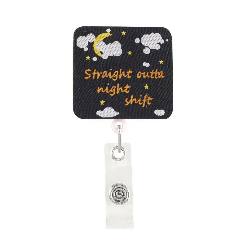 Creative Embroidery Badge Reels for Nurses Doctors Cute Smiling Face Embroidery Work Card Holder Hospital Supplies