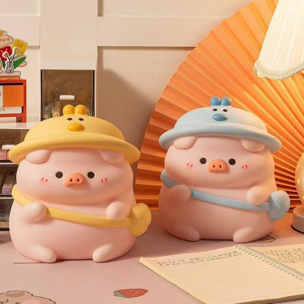 Cute Pig Coin Savings Tank Anti-fall Kids Storage Box Decorative Cartoon Coin Tank Ornament