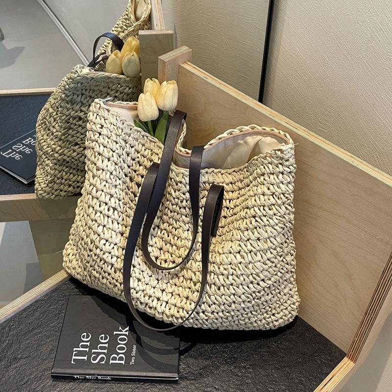 Premium Texture Woven Bag Women's 2025 New Straw Woven Large-capacity Versatile Shoulder Bag Fashionable Commuter Tote Bag