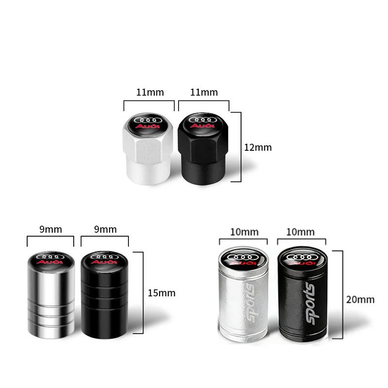 2026 4Pcs Car Styling Aluminium Alloy Wheel Tire Valve Cover Caps For AQ3 A3 A4 A5 A6 A7 A8 S4 S5 S6 S7 RS3 RS4 RS5 Auto Accessories