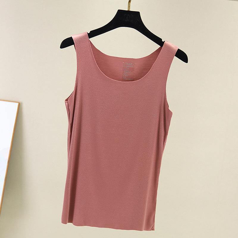 Korean Ribbed Cotton Seamless Tank Top - Women's Plus Size Round Neck Base Layer