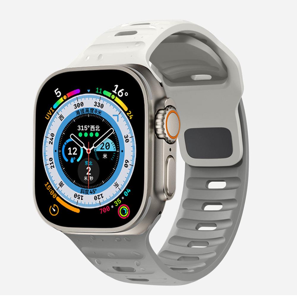 Спортивный ремешок для Apple Watch Ultra 9 8 7 6 SE 5, мягкий силиконовый легкий браслет-ремешок для iWatch 38 мм, 40 мм, 42 мм, 44 мм, 45 мм, 49 мм