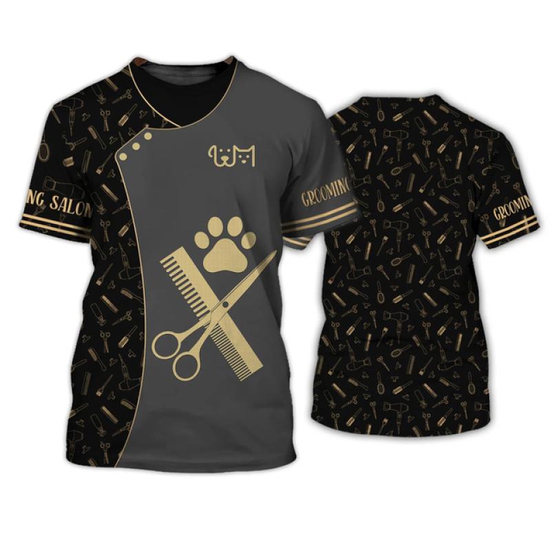 Футболка Puppy Groomer, рубашка унисекс, модная униформа, летнее платье с круглым вырезом, женская футболка больших размеров с короткими рукавами, топ в стиле Харадзюку