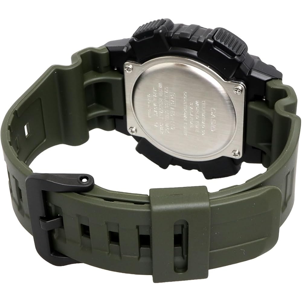 Casio AEQ-110W-3AV Men's Analog-Digital Quartz Watch Black LCD Military Green Imported Model