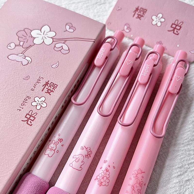 4 шт./кор., милая гелевая ручка, корейская модная простая ручка, мягкая ручка с ручкой, канцелярские принадлежности, ручка 0,5 мм с черными чернилами, ручка для скрапбукинга, студенческие принадлежности