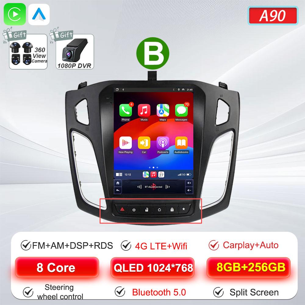 Автомагнитола Android 16 для Ford Focus 3 Mk 3 2011 2012 2013 2014- 2019 В стиле Tesla Carplay Стерео Головное устройство GPS 4G Wifi DSP BT