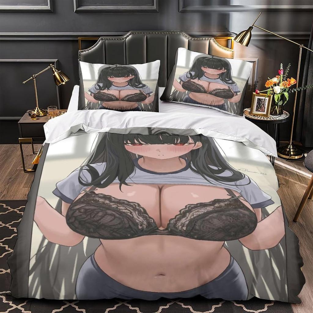 Полная и сексуальная девушка 3D-принт аниме девушка, девочка, мальчик, взрослый пододеяльник, простыня, молния и наволочка, мягкий ультраф