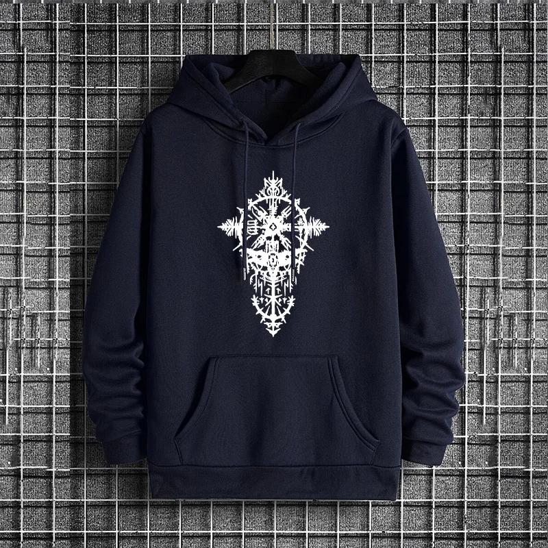 Viking Raven Mens Hoodies Urban Streetwear 2025 New Fashion Hip Hop Hooded Sweatshirt Male Trendy Casual Hoody Autumn Winter