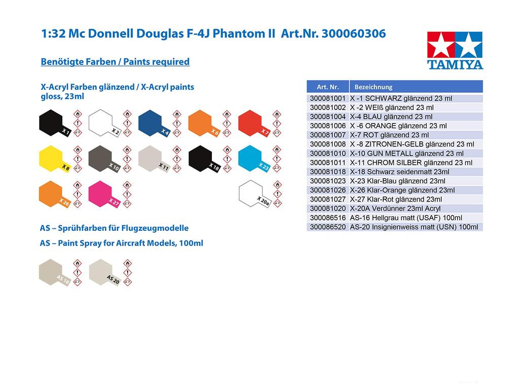Tamiya Aircraft Series US Navy McDonnell Douglas Phantom II Пластиковая модель 60306 1/32 № 06 F-4J