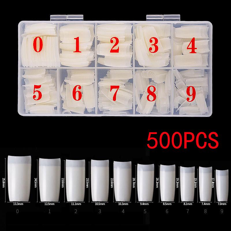 500 шт. супер прямые прозрачные полупокрывающие ногти полуфранцузские искусственные типсы для ногтей акриловые накладные ногти