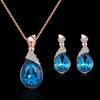Женщины капли воды форма горный хрусталь кулон серьги-гвоздики ожерелье комплект ювелирных изделий