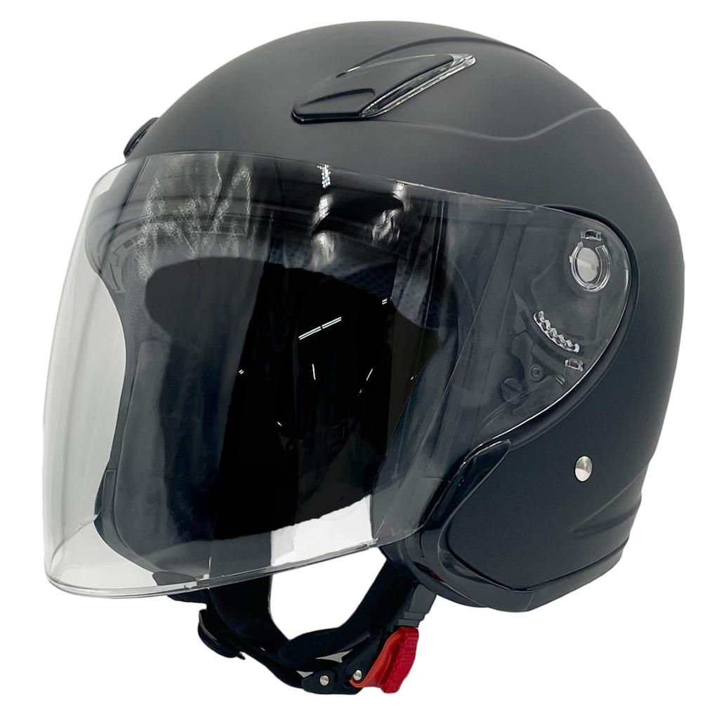 Yamashiro Matte Black Motorcycle Jet Helmet with Fits All Intercom Size M from the YH YH-004 Shield, Engines, Compatible, (57-58cm),