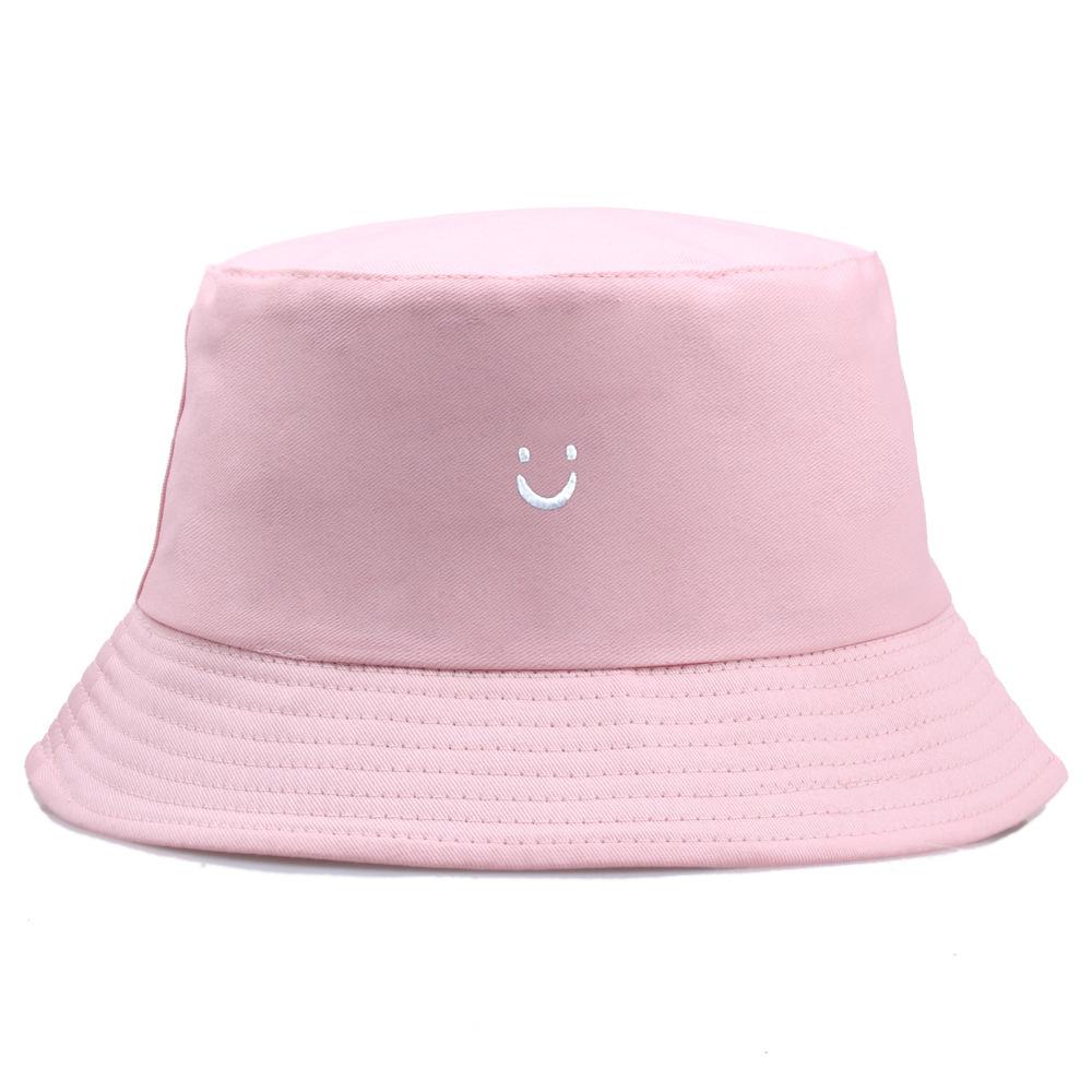 New Smiling Face Embroidered Fisherman Hat Women's Cute Sunscreen Bowl Hat Men's Outdoor Sunshade Hat