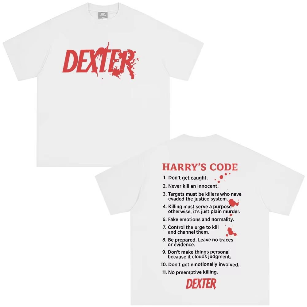 Футболка Декстер Морган Harry Code Мужская Женская Одежда Повседневная Хлопок Короткий Рукав Оверсайз Футболки Винтажная Футболка