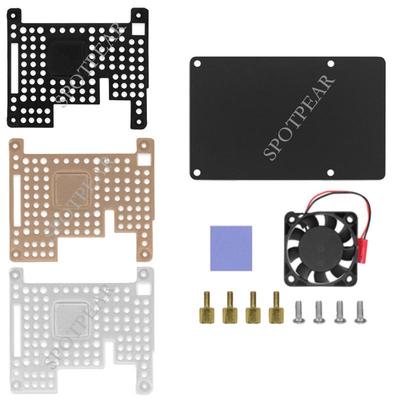 Корпус для охлаждения из алюминиевого сплава для Raspberry Pi с вентилятором и акриловым экраном для 4B/3B+