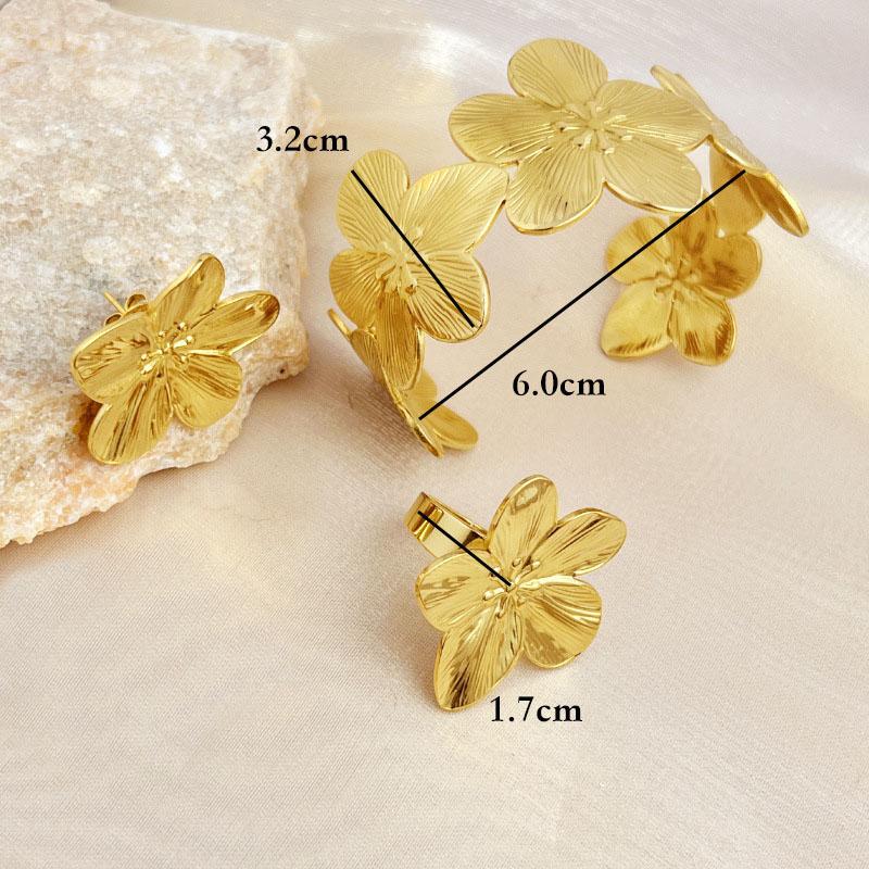 Fashion Vintage Flower Geometric Jewelry Sets For Women Necklace Bracelet Earrings Rings Pearl Gold Silver Color Female Jewelry
