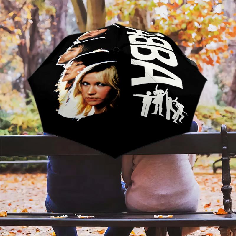 1 PC Automatic Folding Umbrella - Abba Movie Pattern Portable Foldable Design With 8 Ribs Christmas Birthday Gifts