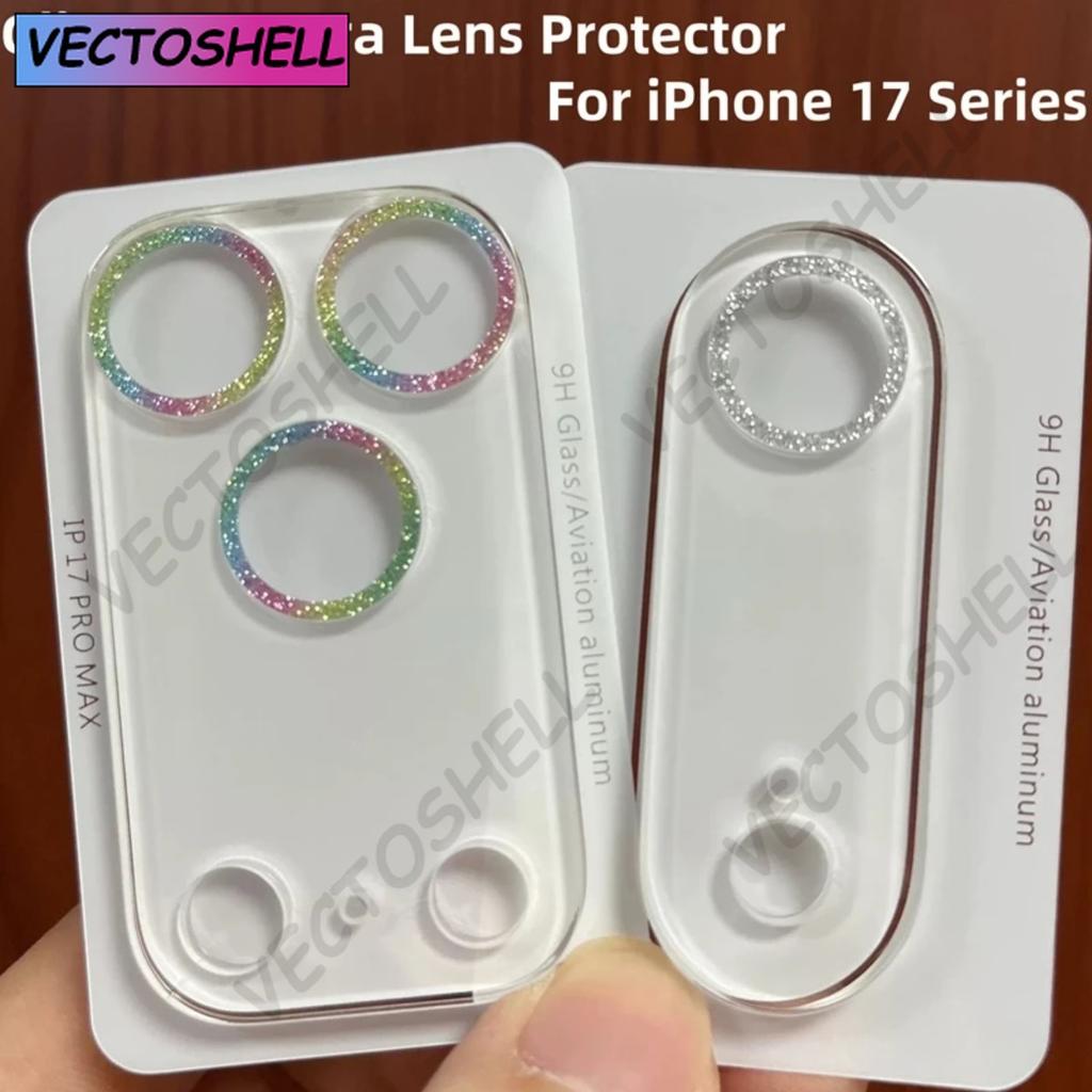 Glitter Camera Lens Glass For iPhone 17 Pro Max 17 Air Diamond Rear Camera Lens Protector Cover for iPhone17Pro Max Lens Glass
