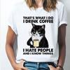 Women T Shirt Tops I Drink Coffee Witch Cat Tshirt Harajuku T-Shirt Female Summer O-Neck Short Sleeve Tee Shirt Clothing
