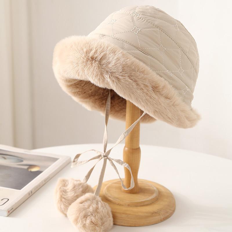 New imitation rabbit plush ear hat winter cold hat fashionable versatile velvet thickened cold and warm strap Lei Feng hat