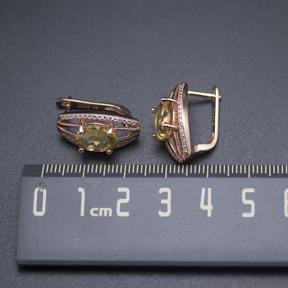 Natural Golden Citrine Jewelry Sets 925 Sterling Silver Earrings Ring Oval 10*8mm Gemstone Jewellry for Women Wedding Gift