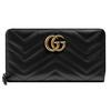 Серия GG Marmont Кошелек женский длинный на молнии стеганый с золотым логотипом Marmont Черный 443123-DTD1T-1000