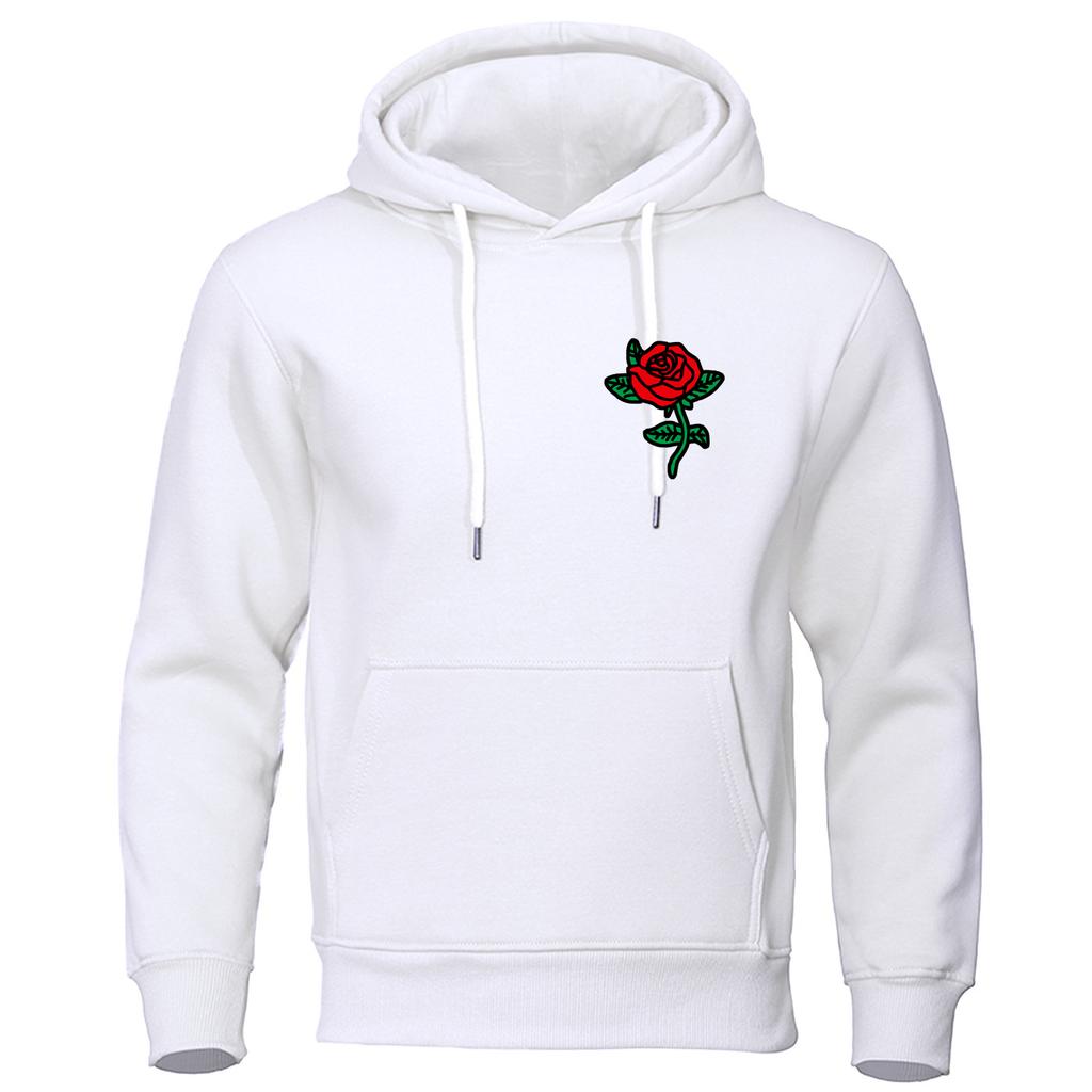 New Fashion Autumn New Fashion Hooded Rose Printed Elastic Top Pullover Casual Men's Hooded Sweatshirt Hip Hop Hoodie