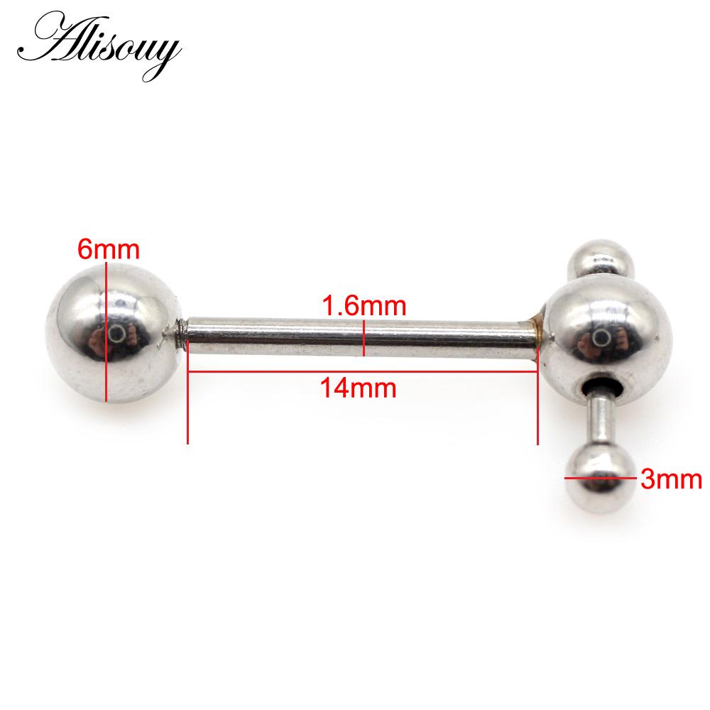 Alisouy 1 шт. скользящий конусный шар из нержавеющей стали штанга для пирсинга языка нить унисекс 14 г губные кольца для губ ювелирные изделия для тела