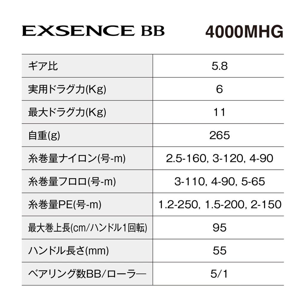 SHIMANO Катушка для спиннинга 24 Exsence BB 4000MHG