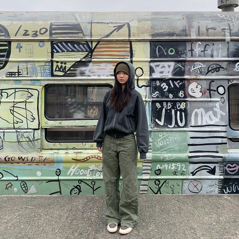 Винтажный американский ретро комбинезон с плиссированными карманами и прямыми штанинами, 2024